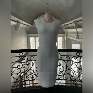 Michael Kors White Textured Midi Dress